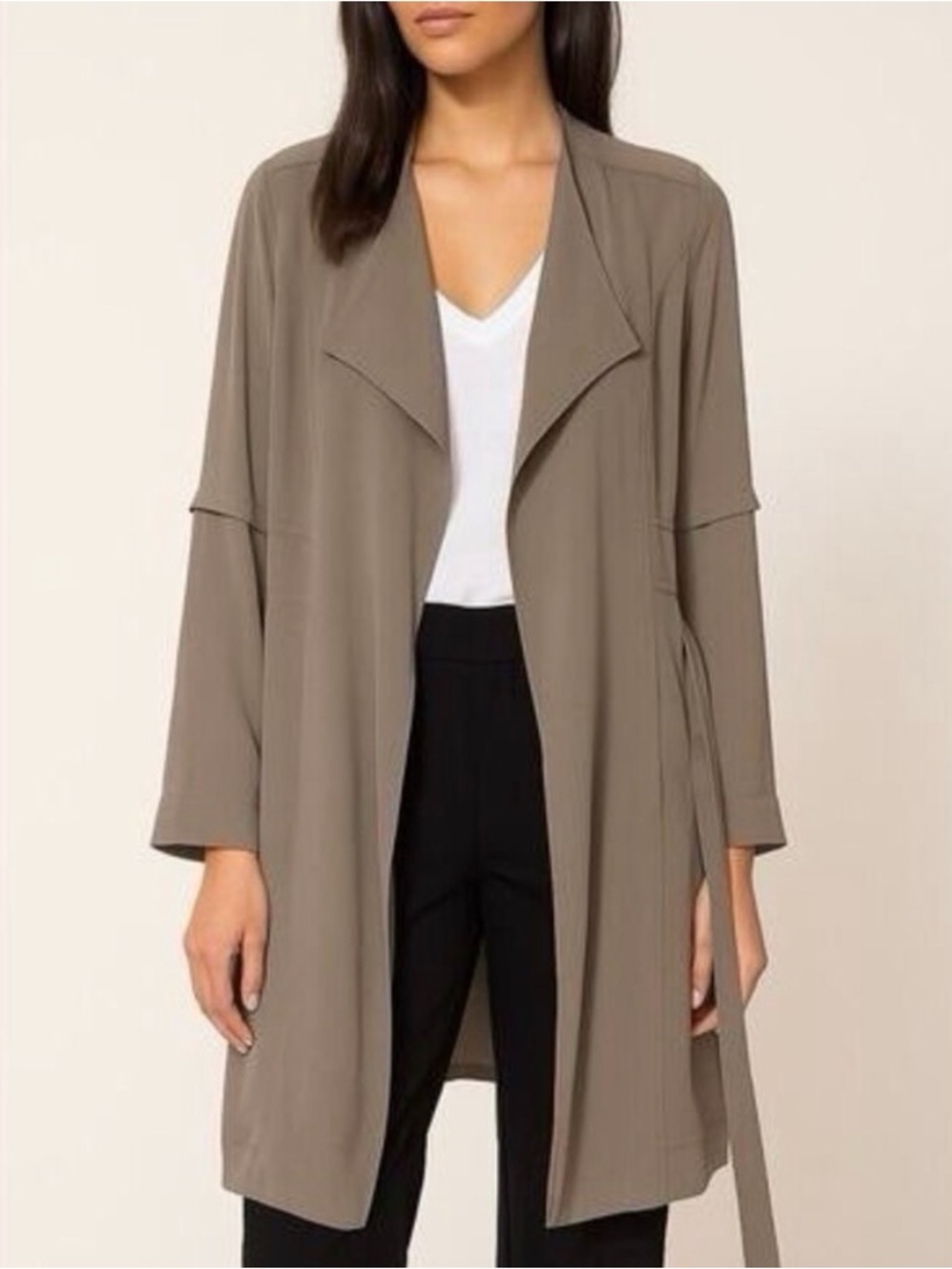 Babaton Aritzia Duster XS Taupe Long Open-Front Drape Jacket - Women's